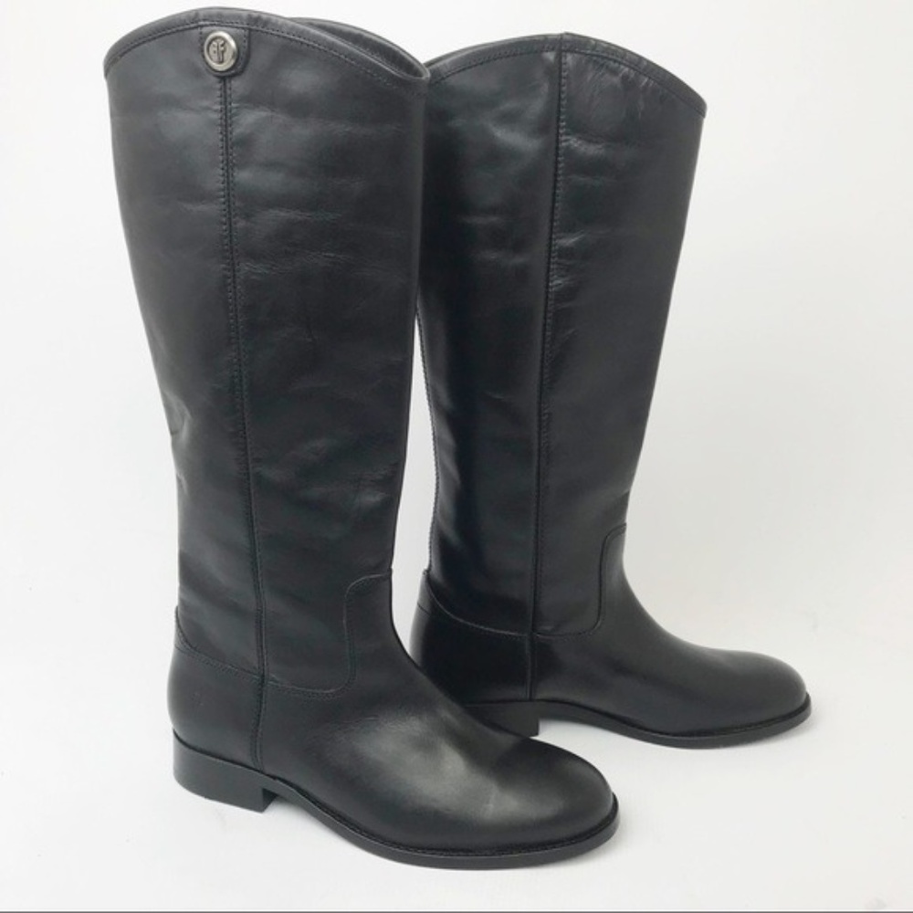 FRYE | Tall Melissa Button Black Leather Boots 5.5